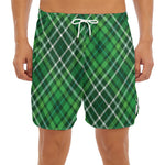 Irish Plaid Pattern Print Men's Split Running Shorts