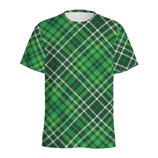 Irish Plaid Pattern Print Men's Sports T-Shirt