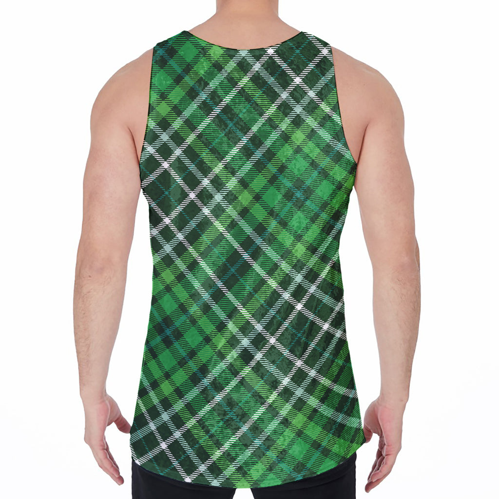 Irish Plaid Pattern Print Men's Velvet Tank Top