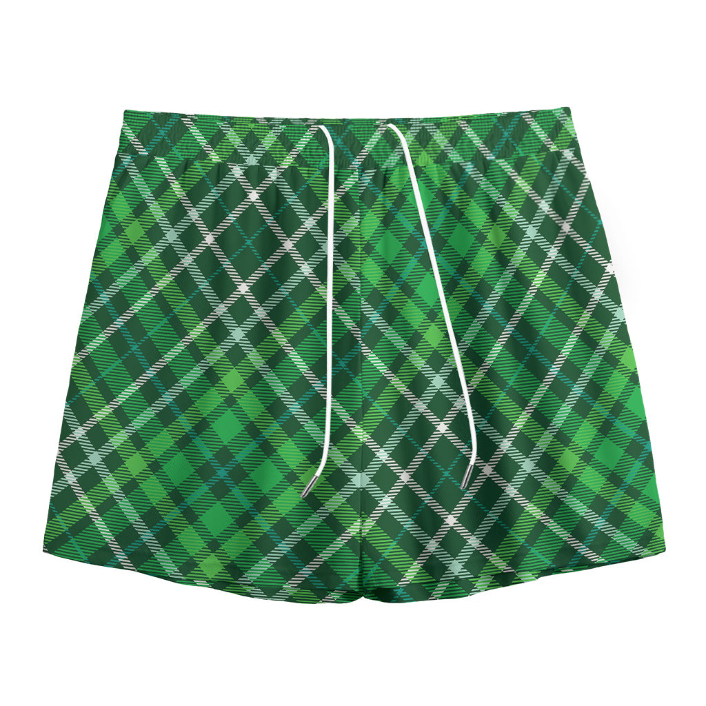 Irish Plaid Pattern Print Mesh Shorts