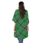 Irish Plaid Pattern Print Open Front Beach Cover Up