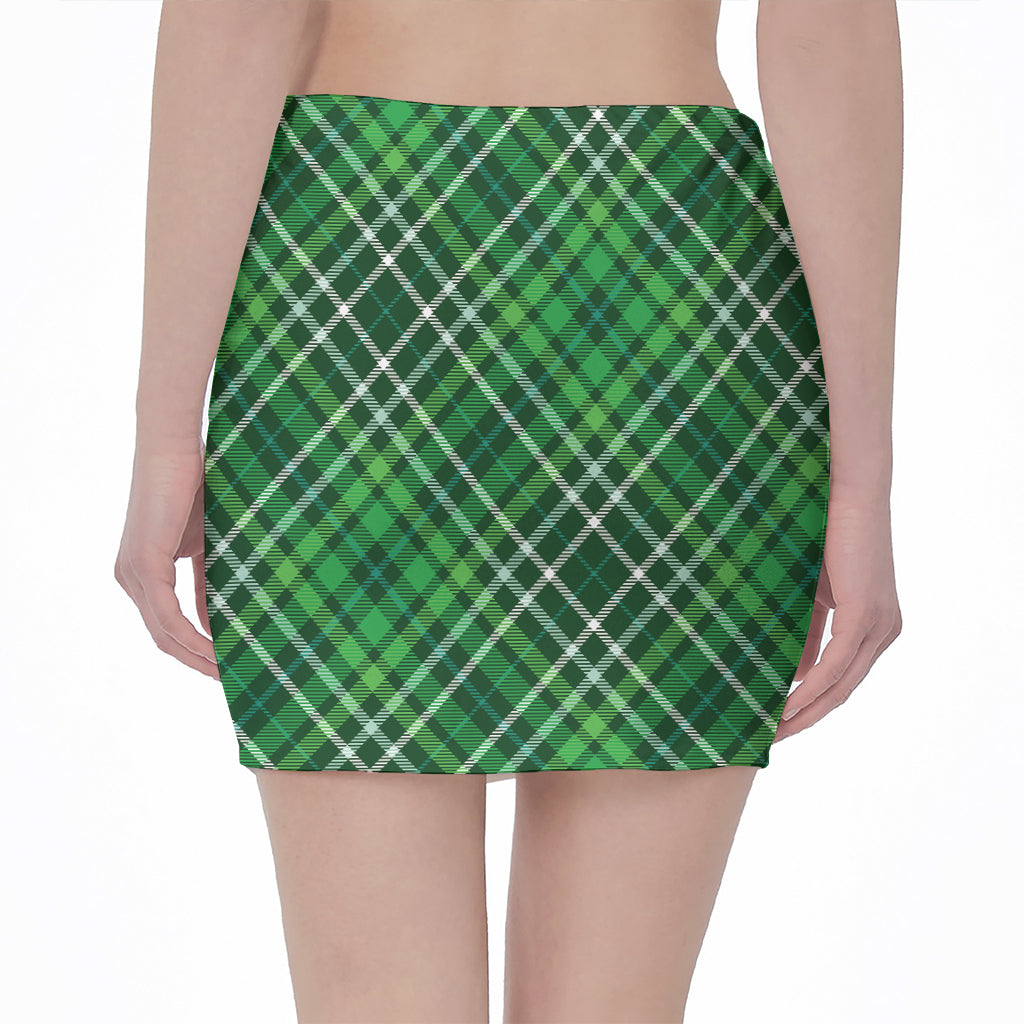 Irish Plaid Pattern Print Pencil Mini Skirt
