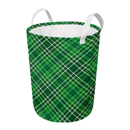 Irish Plaid Pattern Print Round Laundry Basket