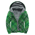 Irish Plaid Pattern Print Sherpa Lined Zip Up Hoodie