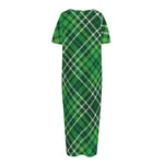 Irish Plaid Pattern Print Short Sleeve Long Nightdress
