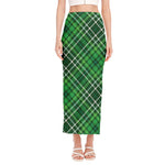 Irish Plaid Pattern Print Side Slit Maxi Skirt