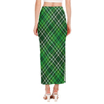 Irish Plaid Pattern Print Side Slit Maxi Skirt