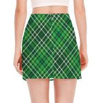 Irish Plaid Pattern Print Side Slit Mini Skirt