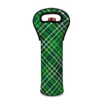 Irish Plaid Pattern Print Single Neoprene Wine Tote