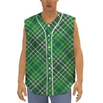 Irish Plaid Pattern Print Sleeveless Baseball Jersey