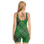 Irish Plaid Pattern Print Sleeveless One Piece Swimsuit