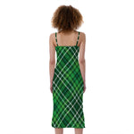 Irish Plaid Pattern Print Slim Fit Midi Cami Dress
