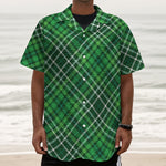 Irish Plaid Pattern Print Textured Short Sleeve Shirt