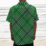 Irish Plaid Pattern Print Textured Short Sleeve Shirt