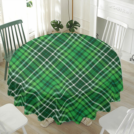 Irish Plaid Pattern Print Waterproof Round Tablecloth
