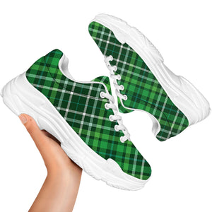 Irish Plaid Pattern Print White Chunky Shoes