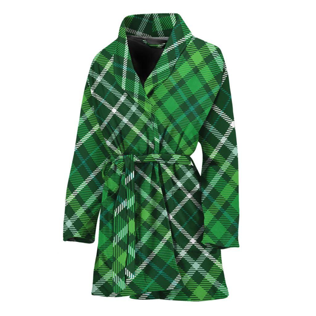 Irish Plaid Pattern Print Women's Bathrobe