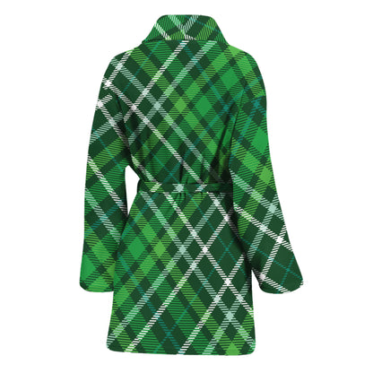 Irish Plaid Pattern Print Women's Bathrobe