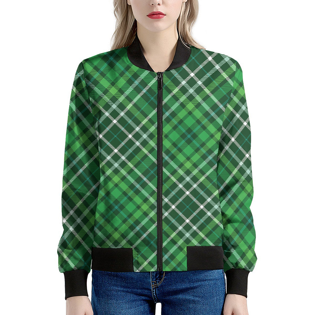 Irish Plaid Pattern Print Women's Bomber Jacket