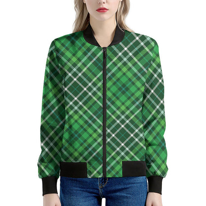 Irish Plaid Pattern Print Women's Bomber Jacket