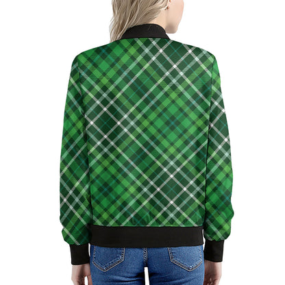 Irish Plaid Pattern Print Women's Bomber Jacket