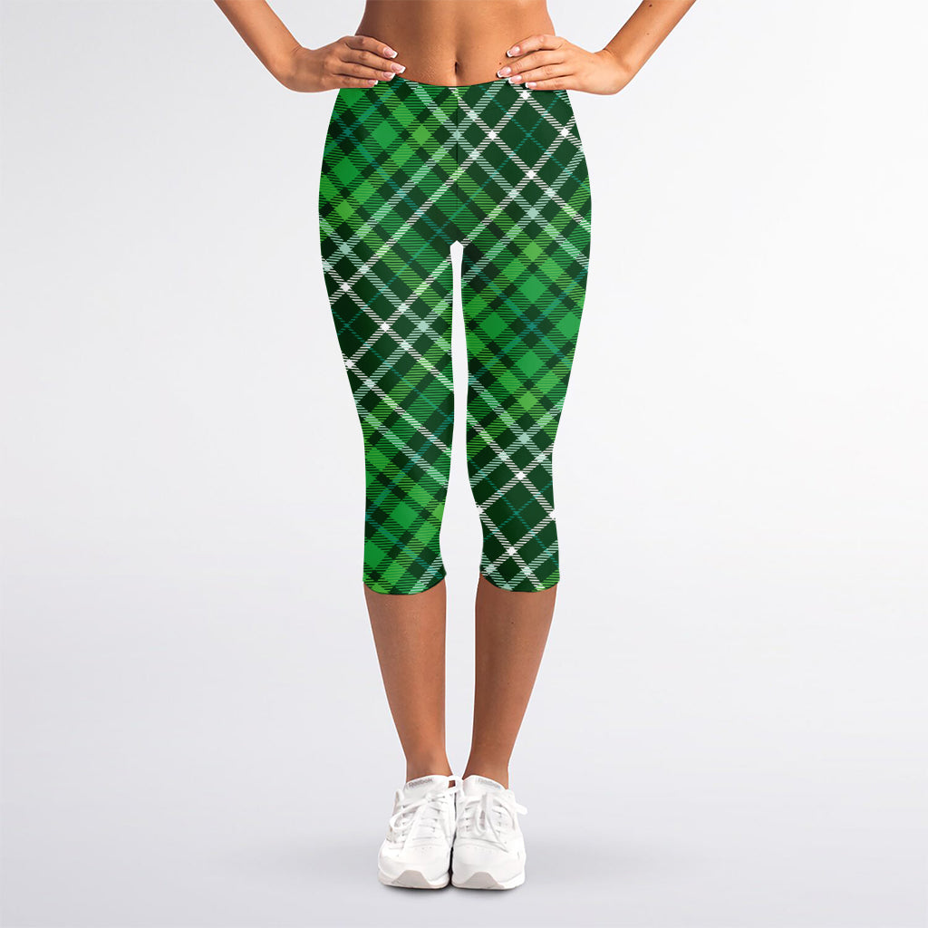 Irish Plaid Pattern Print Women's Capri Leggings