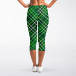 Irish Plaid Pattern Print Women's Capri Leggings