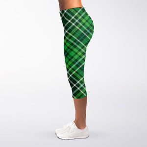 Irish Plaid Pattern Print Women's Capri Leggings