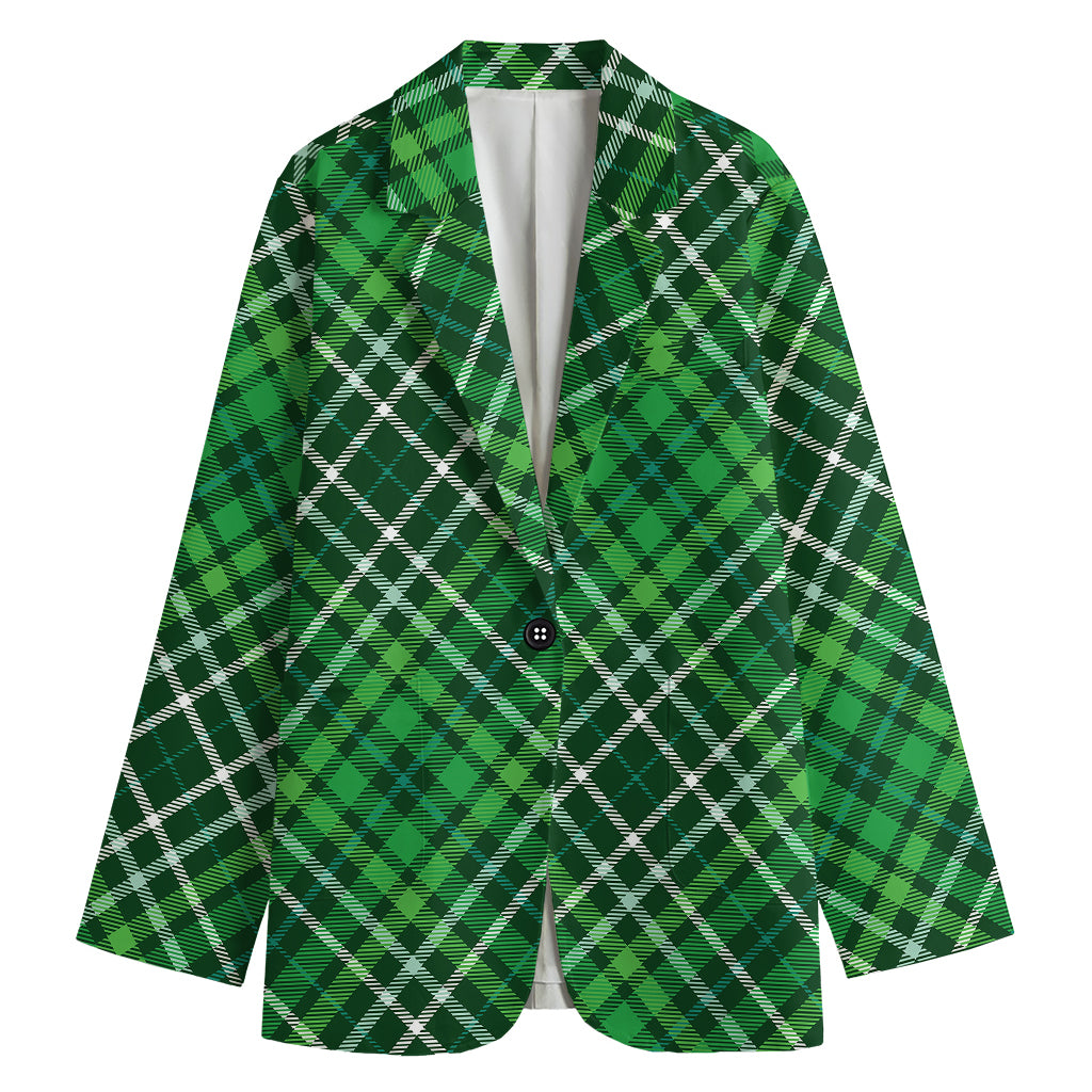 Irish Plaid Pattern Print Women's Cotton Blazer