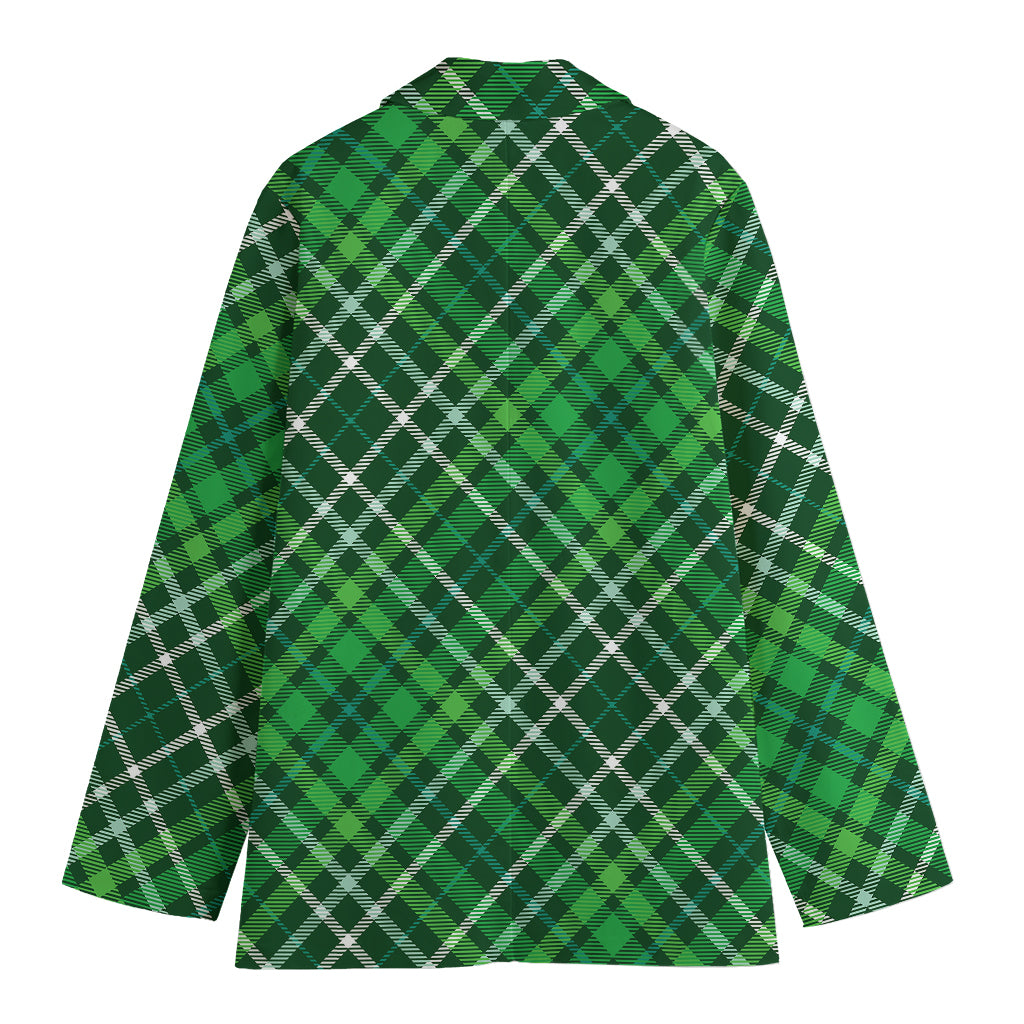 Irish Plaid Pattern Print Women's Cotton Blazer