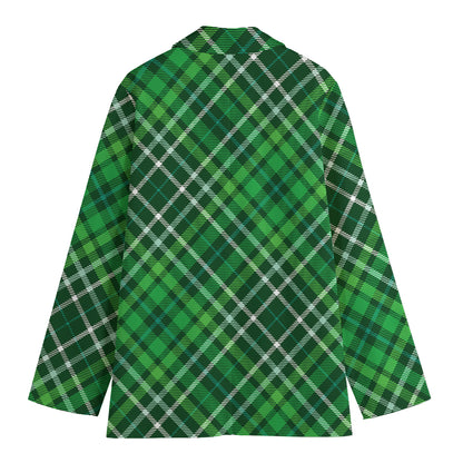 Irish Plaid Pattern Print Women's Cotton Blazer