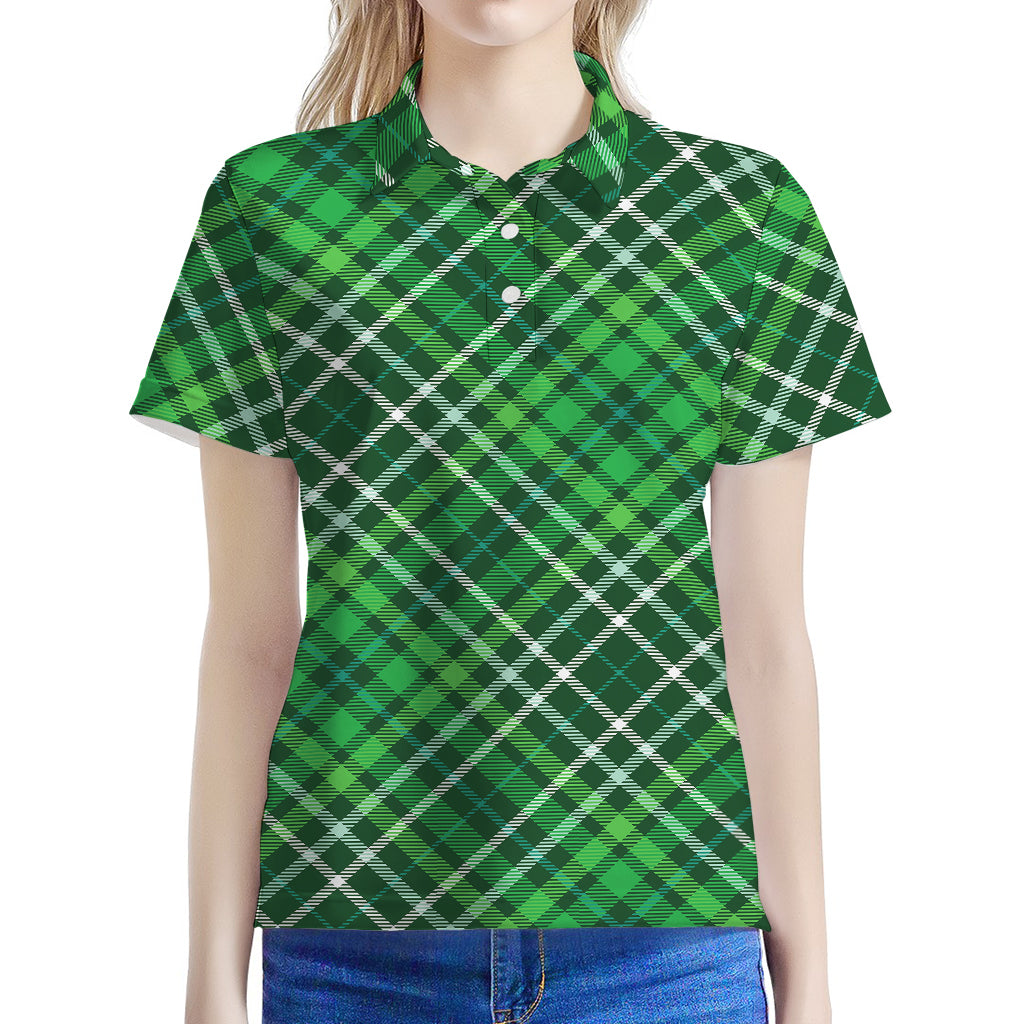 Irish Plaid Pattern Print Women's Polo Shirt