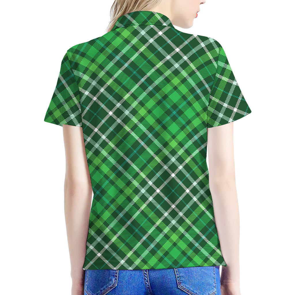 Irish Plaid Pattern Print Women's Polo Shirt