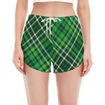 Irish Plaid Pattern Print Women's Split Running Shorts