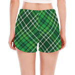 Irish Plaid Pattern Print Women's Split Running Shorts