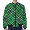 Irish Plaid Pattern Print Zip Sleeve Bomber Jacket