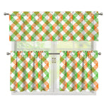 Irish Plaid Saint Patrick's Day Print 3 Piece Kitchen Curtains