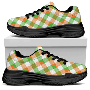 Irish Plaid Saint Patrick's Day Print Black Chunky Shoes