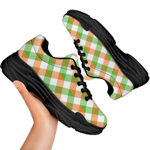 Irish Plaid Saint Patrick's Day Print Black Chunky Shoes