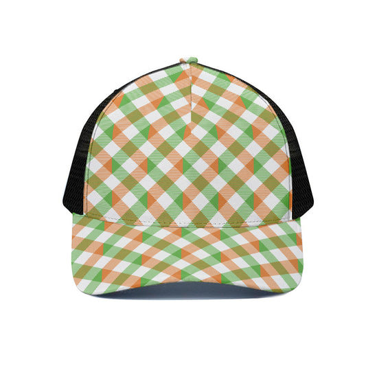 Irish Plaid Saint Patrick's Day Print Black Mesh Trucker Cap