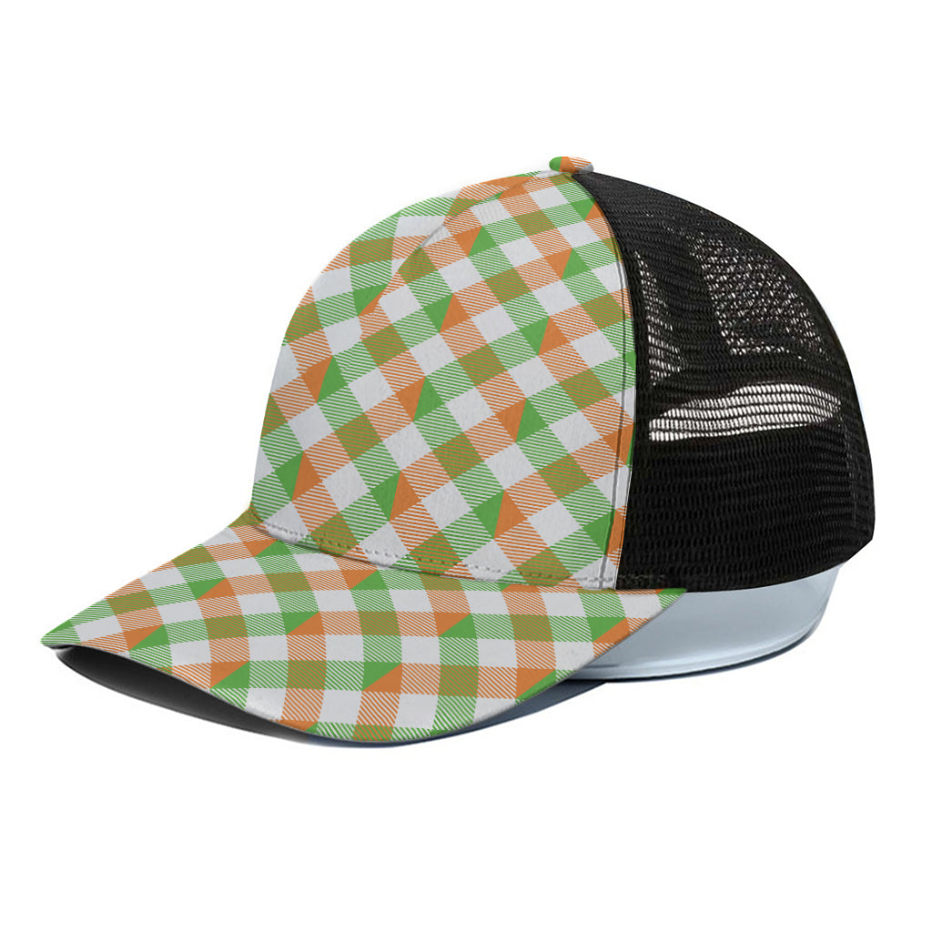Irish Plaid Saint Patrick's Day Print Black Mesh Trucker Cap
