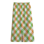 Irish Plaid Saint Patrick's Day Print Cotton Front Slit Maxi Skirt