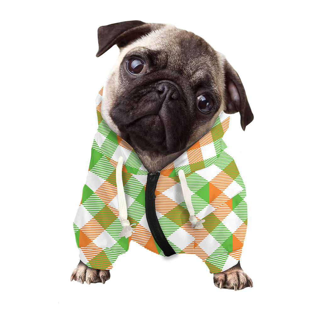 Irish Plaid Saint Patrick's Day Print Dog Zip Up Hoodie
