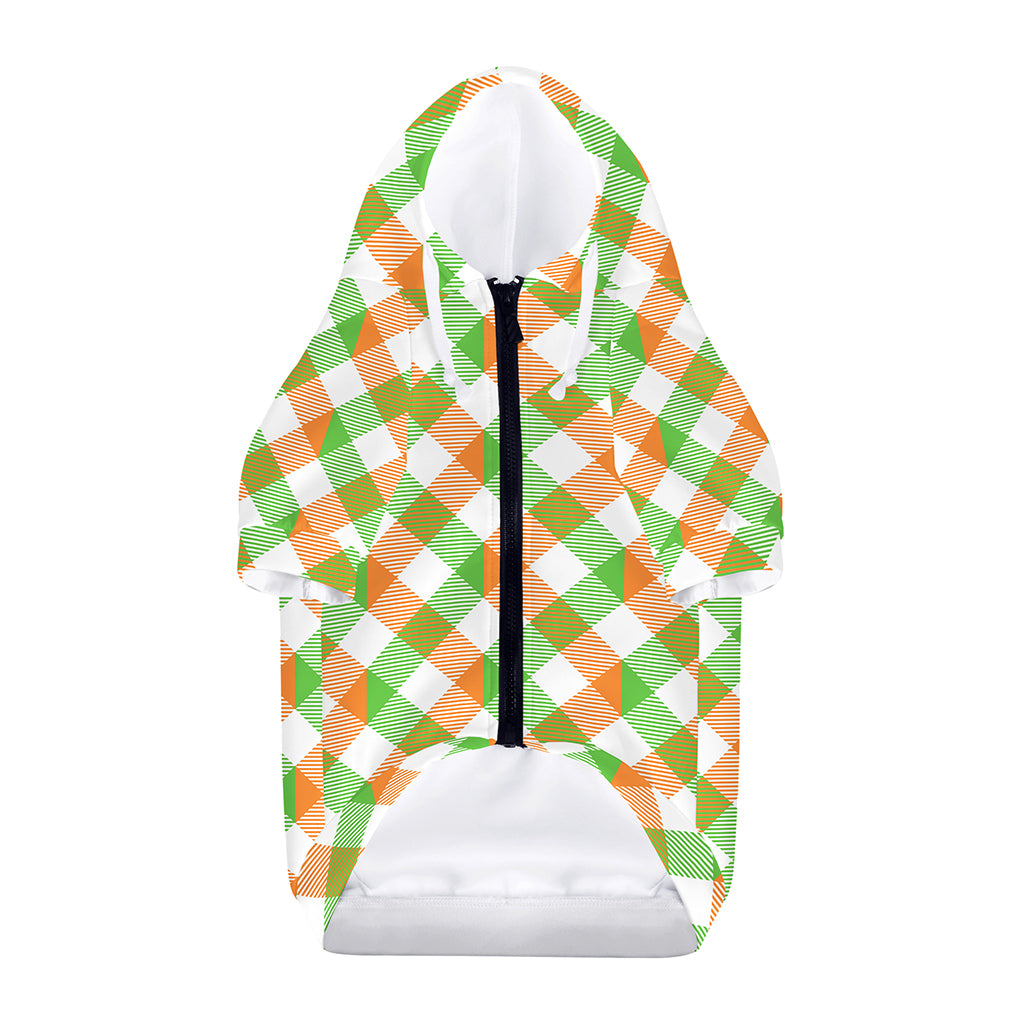 Irish Plaid Saint Patrick's Day Print Dog Zip Up Hoodie