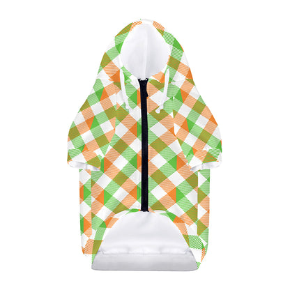 Irish Plaid Saint Patrick's Day Print Dog Zip Up Hoodie