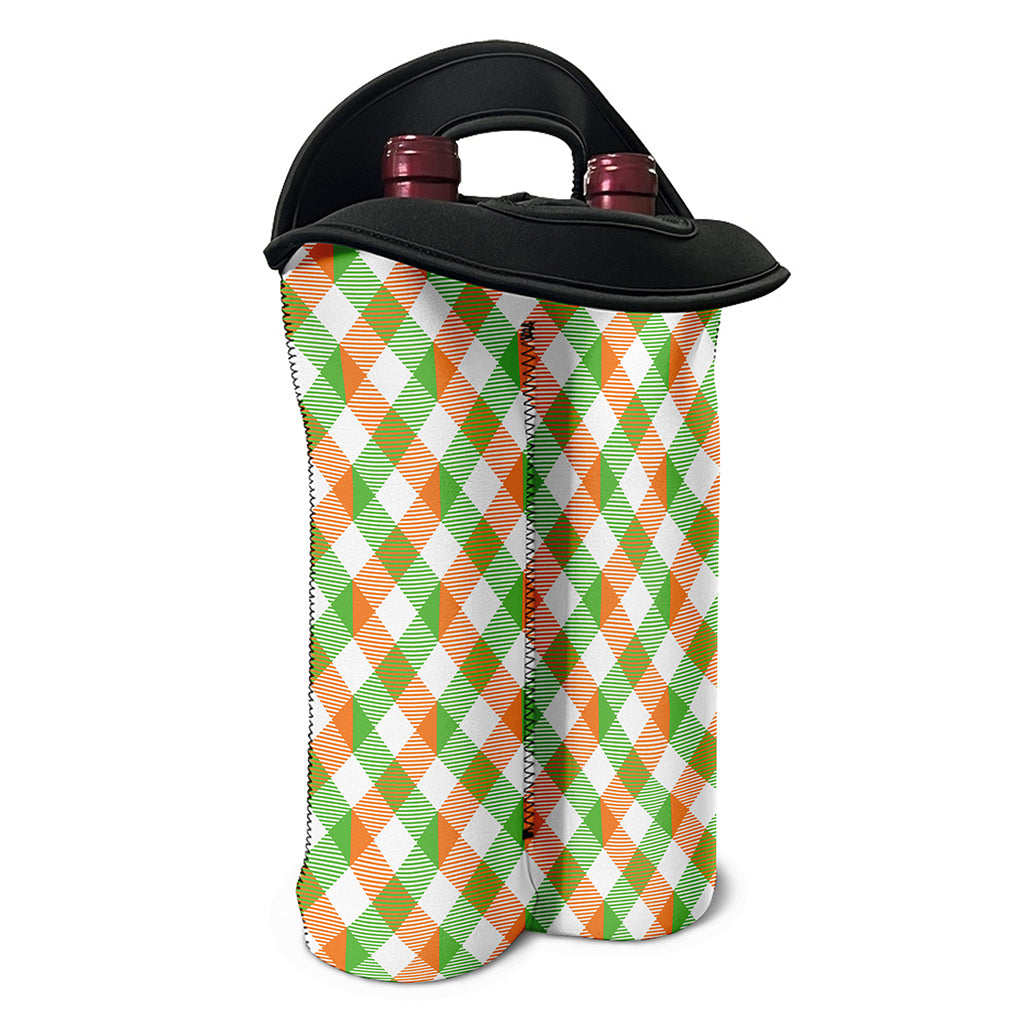 Irish Plaid Saint Patrick's Day Print Double Neoprene Wine Tote
