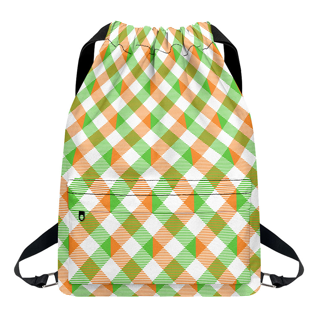 Irish Plaid Saint Patrick's Day Print Drawstring Backpack