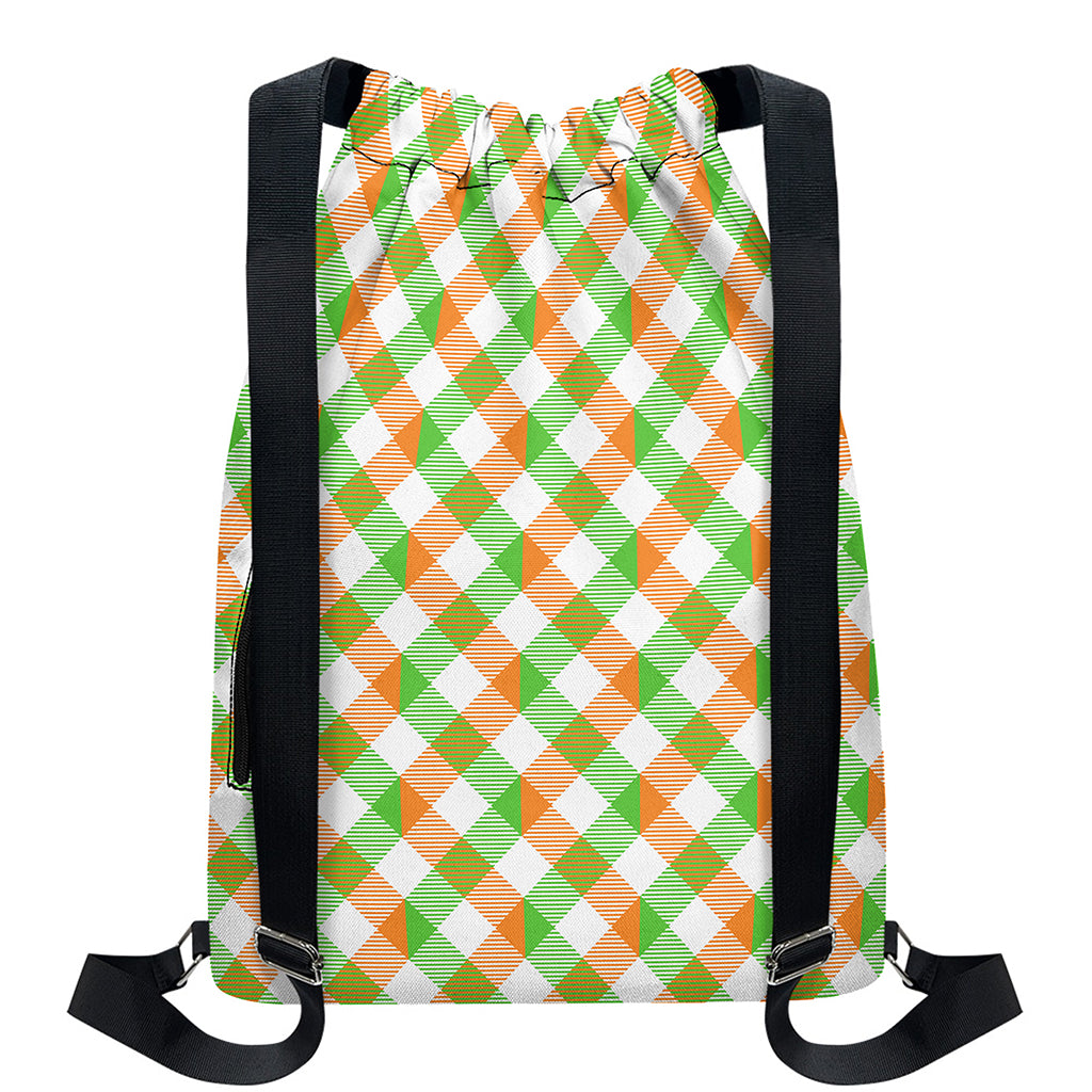 Irish Plaid Saint Patrick's Day Print Drawstring Backpack
