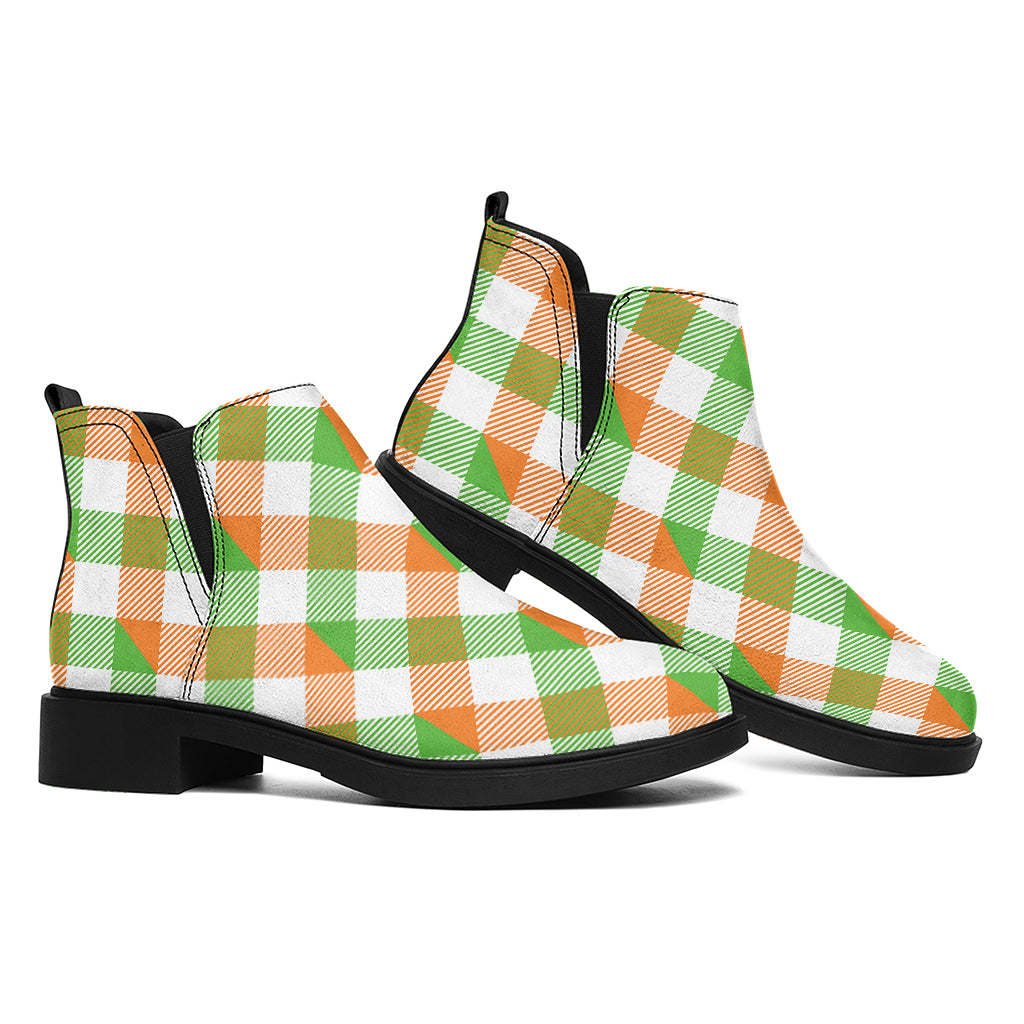 Irish Plaid Saint Patrick's Day Print Flat Ankle Boots
