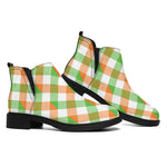 Irish Plaid Saint Patrick's Day Print Flat Ankle Boots